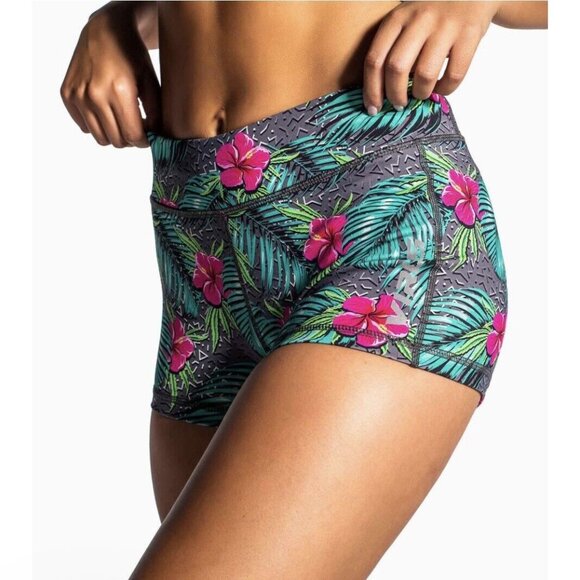Virus 3” Compression Workout Shorts (Size M) Data Tropical Print MMA CrossFit - Picture 1 of 6